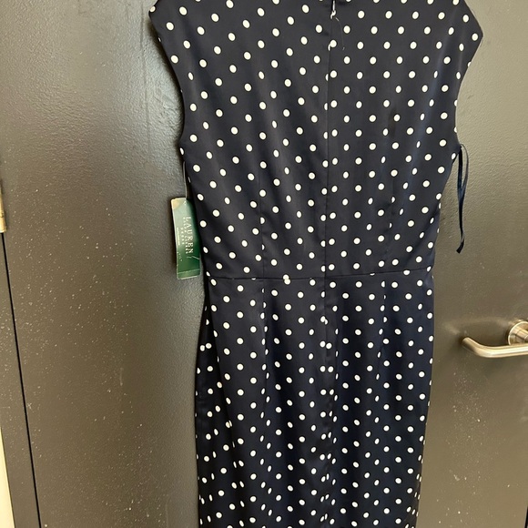 Lauren NWT Ralph Lauren Sz.10 polka dot navy dress. Classic and timeless! - Picture 7 of 10